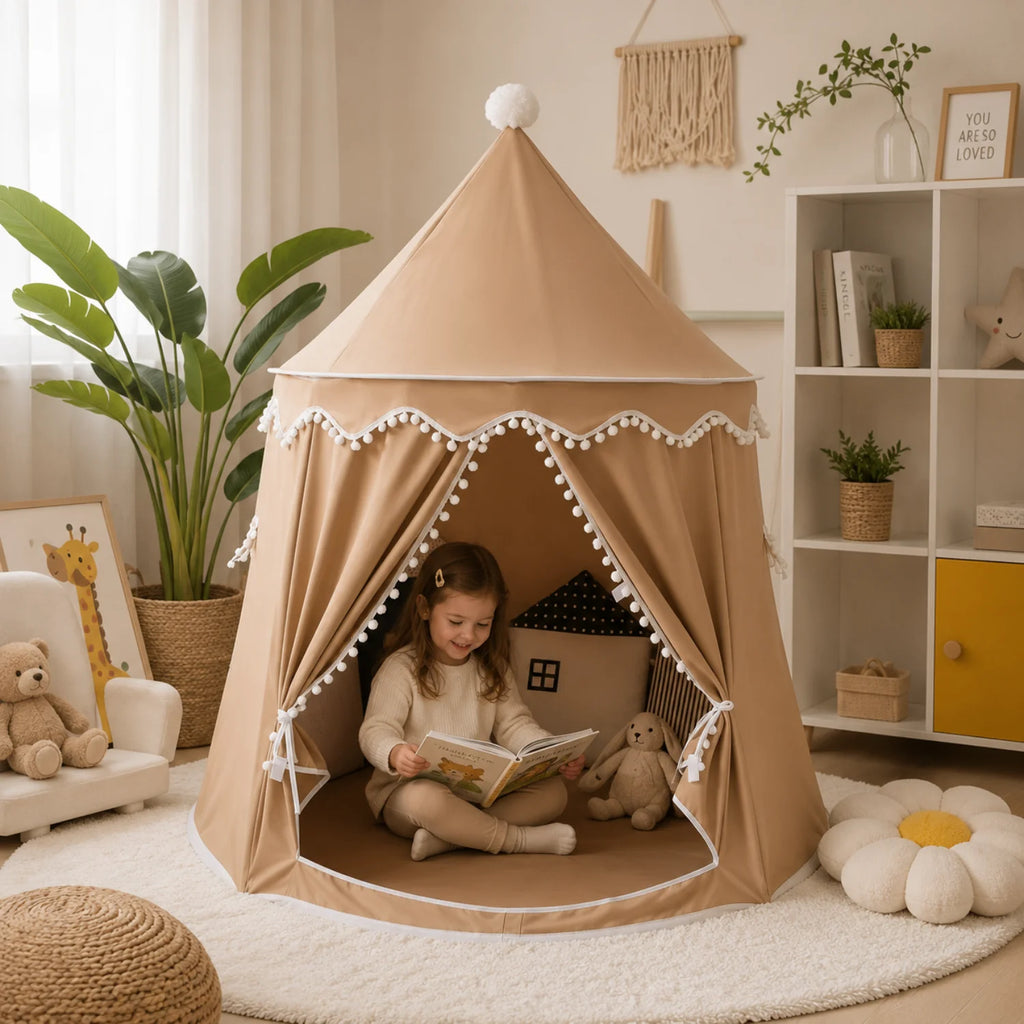 Dětský stan teepee pro hraní a relaxaci, skládací design s pastelovými barvami, vyrobený 9