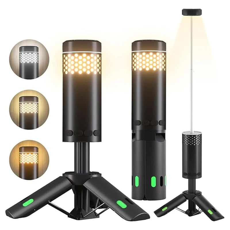 Dobíjecí LED kempingová lampa se stativem a powerbankou – 45 hodin svícení 0