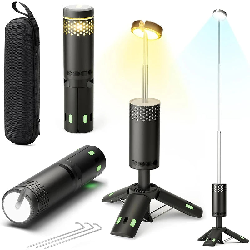 Dobíjecí LED kempingová lampa se stativem a powerbankou – 45 hodin svícení 1