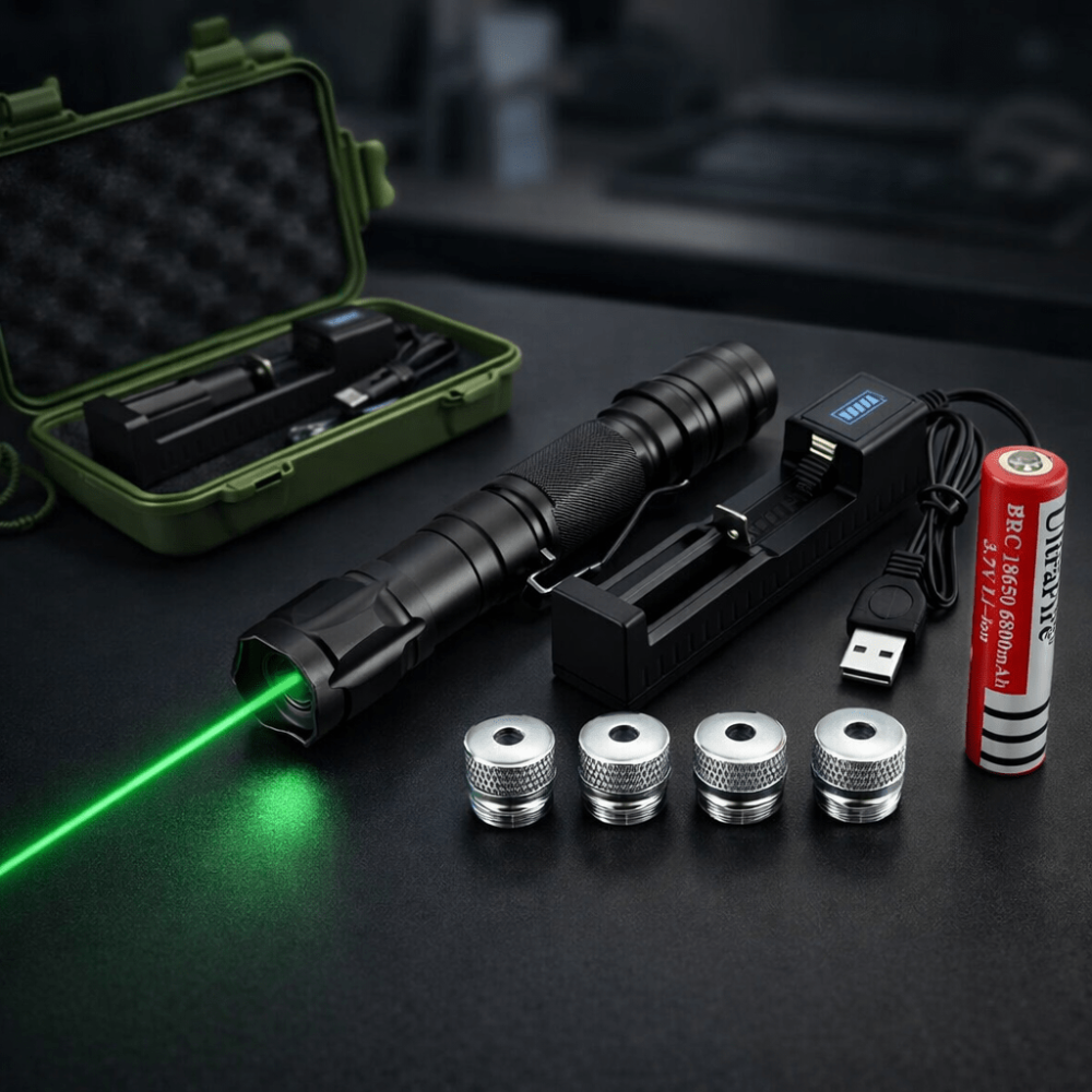 Dobíjecí zelené laserové ukazovátko s USB, dlouhým dosahem a odolnou hliníkovou konstrukcí 0