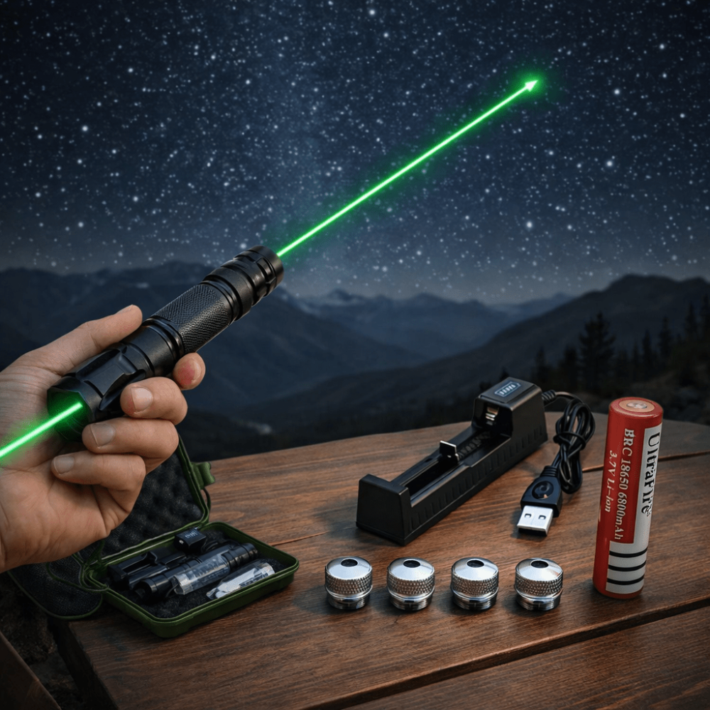 Dobíjecí zelené laserové ukazovátko s USB, dlouhým dosahem a odolnou hliníkovou konstrukcí 1