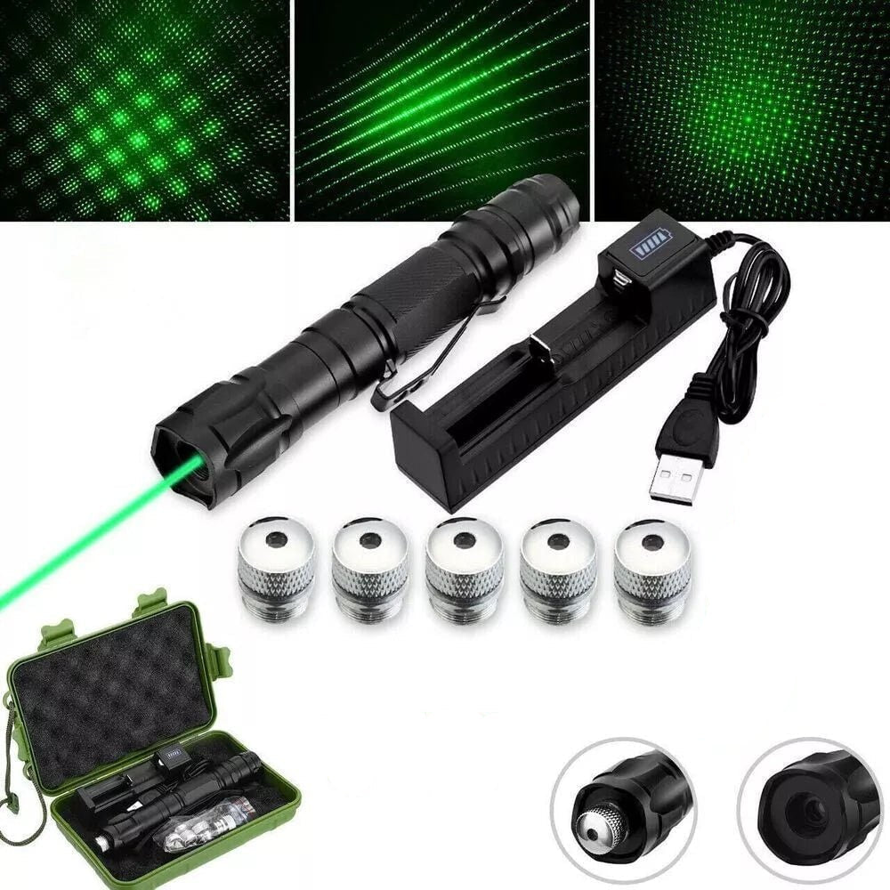 Dobíjecí zelené laserové ukazovátko s USB, dlouhým dosahem a odolnou hliníkovou konstrukcí 7