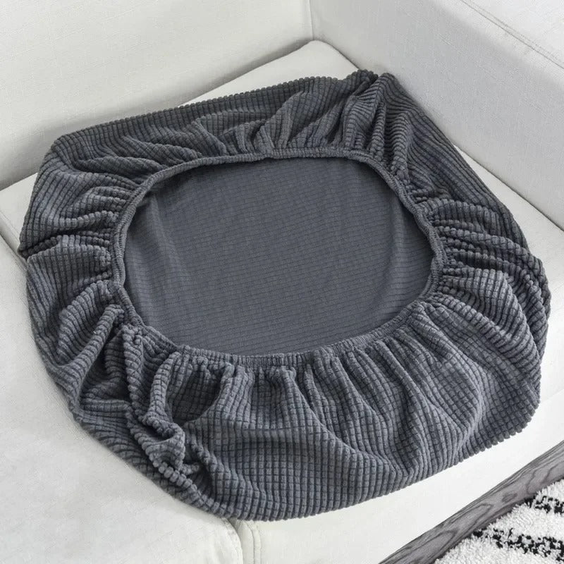 Elastický potah na sedák s žebrovanou strukturou v jednobarevném designu, snadno snímat 3