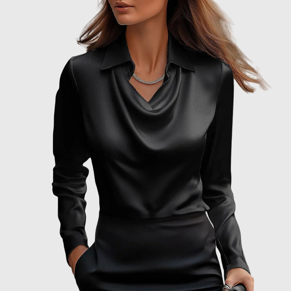 Elegantní dámská halenka s lichotivým řasením a splývavým střihem, vyrobená z jem 2
