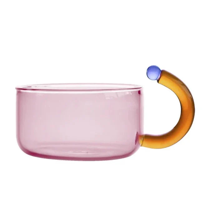 Elegantní borosilikátová čajová sada s jedinečným designem a zářivými barvami - vhodná do myčky nádobí, hrnek 80 ml, konvice 400 ml 6