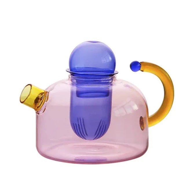 Elegantní borosilikátová čajová sada s jedinečným designem a zářivými barvami - vhodná do myčky nádobí, hrnek 80 ml, konvice 400 ml 9