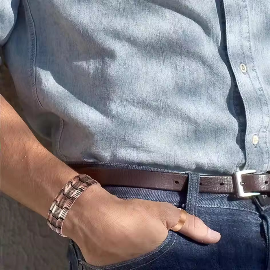 Elegantní pánský náramek z 99,99% čisté mědi s magnetickou terapií pro energii a pohodu 2