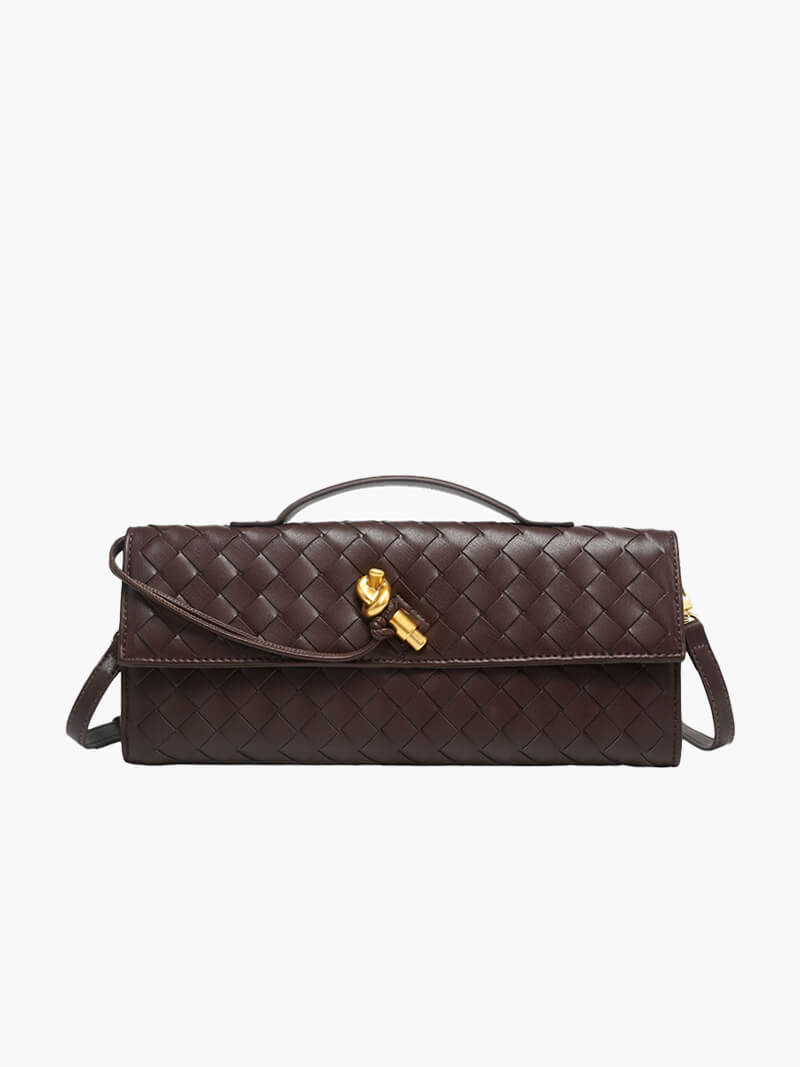 Elegantní pletená kabelka se zlatou přezkou 11