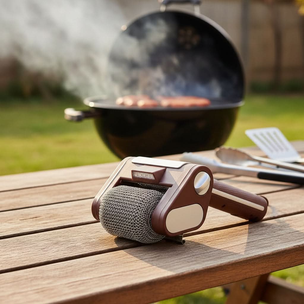 Elektrický kartáč na grilování s nerezovým válečkem, ideální pro efektivní čištění grilů a 0