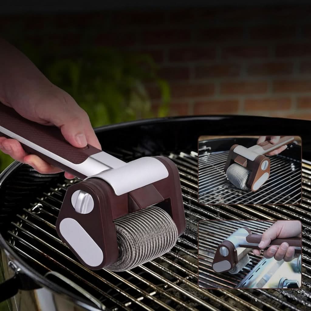Elektrický kartáč na grilování s nerezovým válečkem, ideální pro efektivní čištění grilů a 1