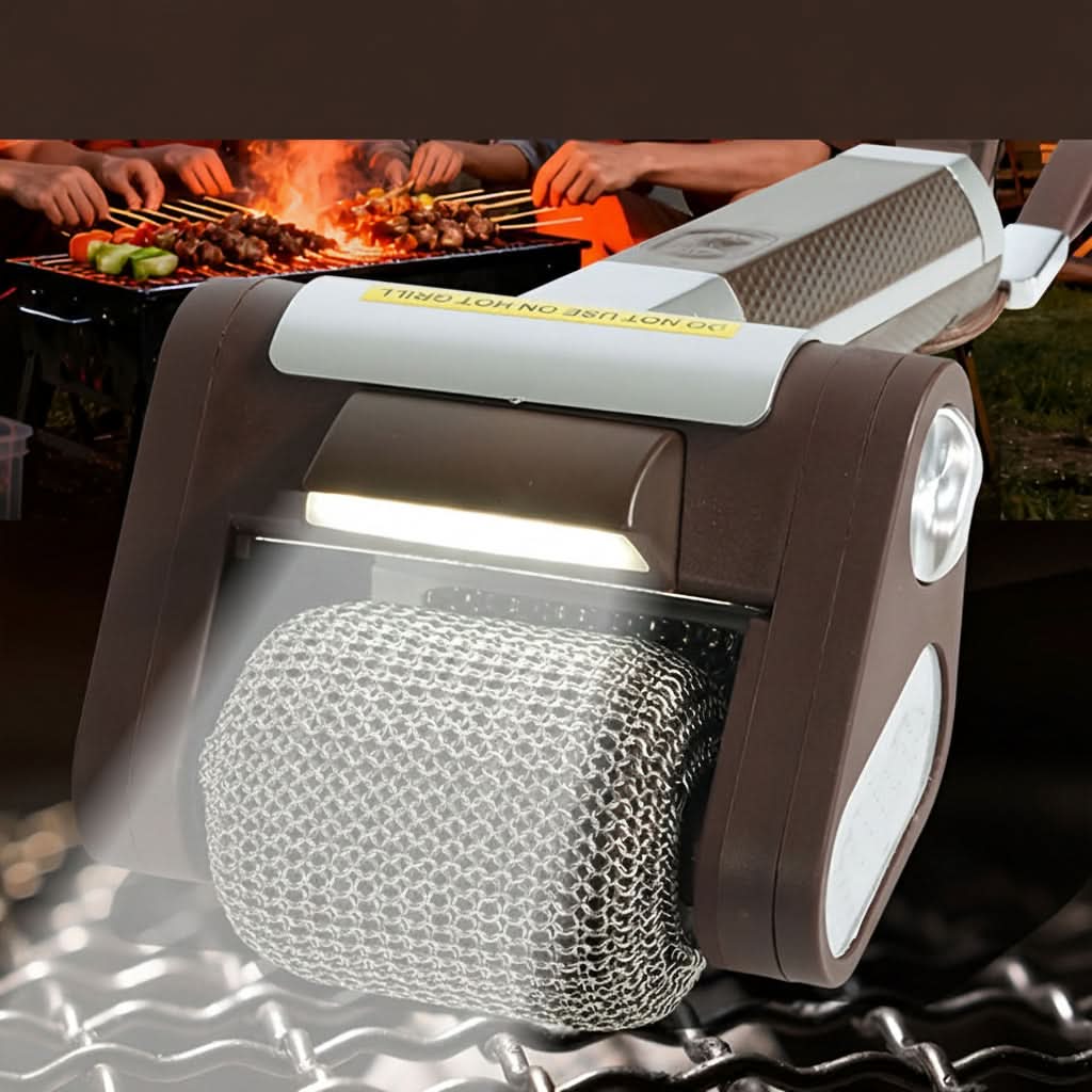 Elektrický kartáč na grilování s nerezovým válečkem, ideální pro efektivní čištění grilů a 3