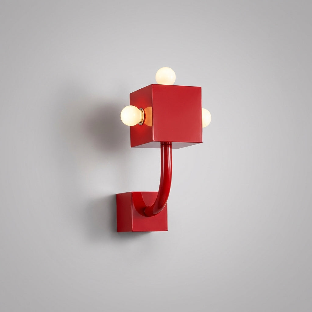 Geometrická nástěnná lampa s teplým světlem - kovová nástěnná lampa v červené barvě 1