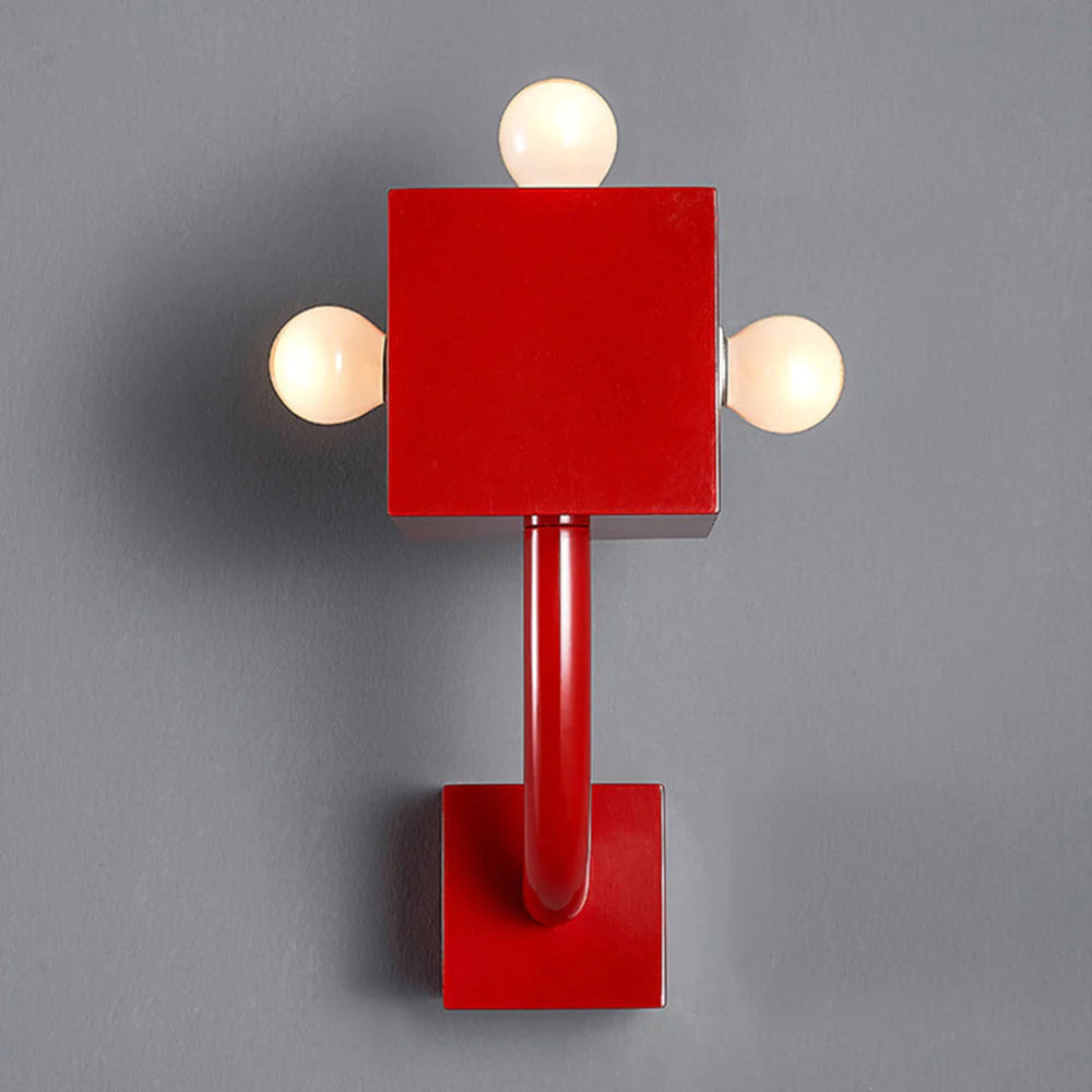 Geometrická nástěnná lampa s teplým světlem - kovová nástěnná lampa v červené barvě 3