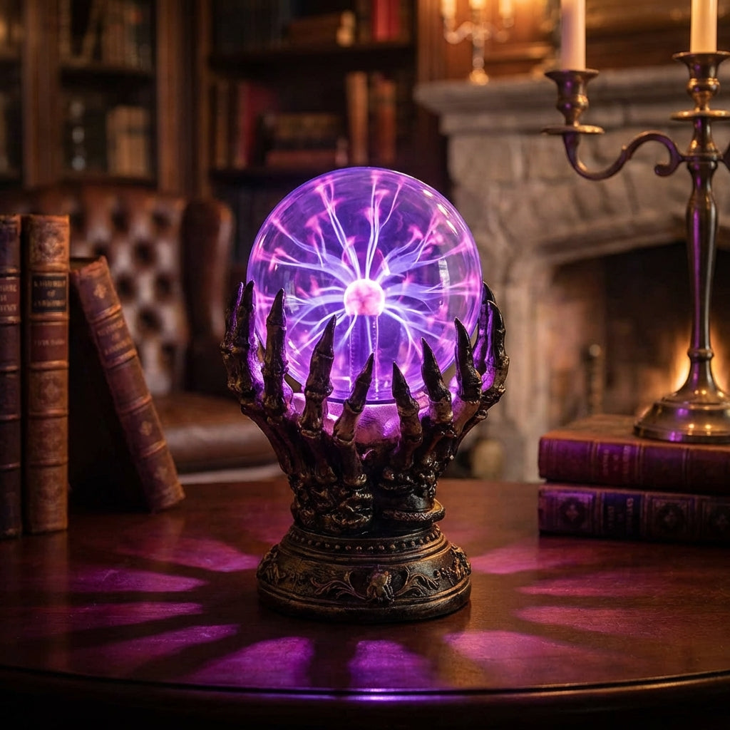Gotická plazmová stolní lampa – tvarovaná základna, hypnotické světelné vzory 0