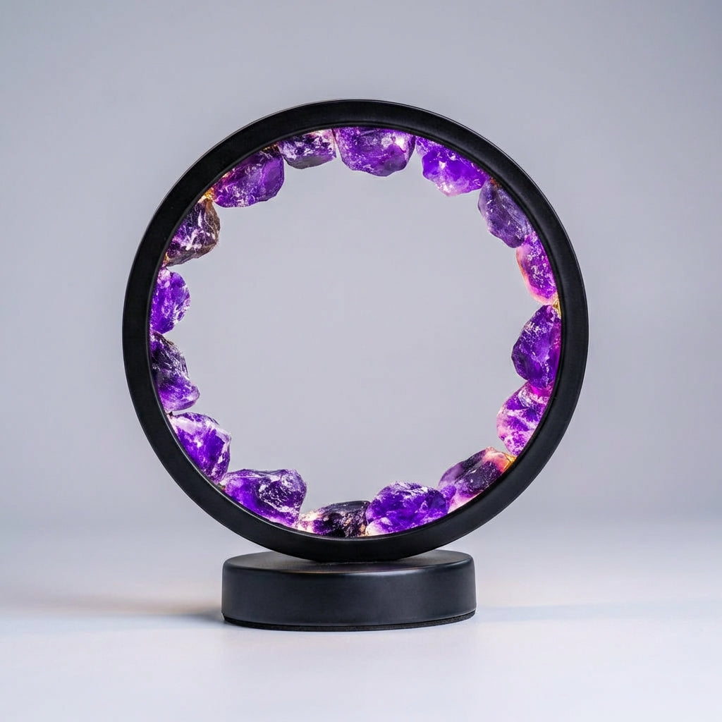 Halo lampa s nastavitelným osvětlením – Ručně vyrobená kulatá lampa pro meditaci a relaxaci – 30 režimů, 18 cm x 22 cm 1