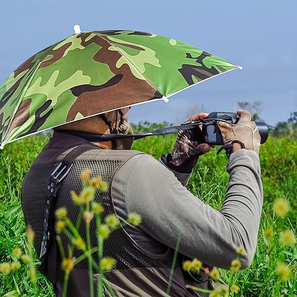 Hands-free deštníková čepice s UV ochranou, lehký a nastavitelný design, ideální pro ochranu 4