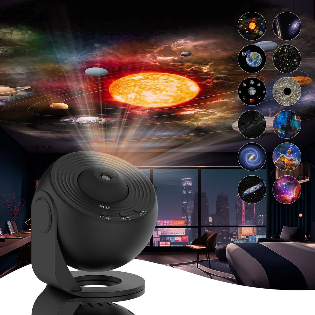 Hvězdný projektor s rotací 360° a 12 efekty pro vytvoření útulné atmosféry v ložnici - HD projekce s nastavitelným ostřením 1