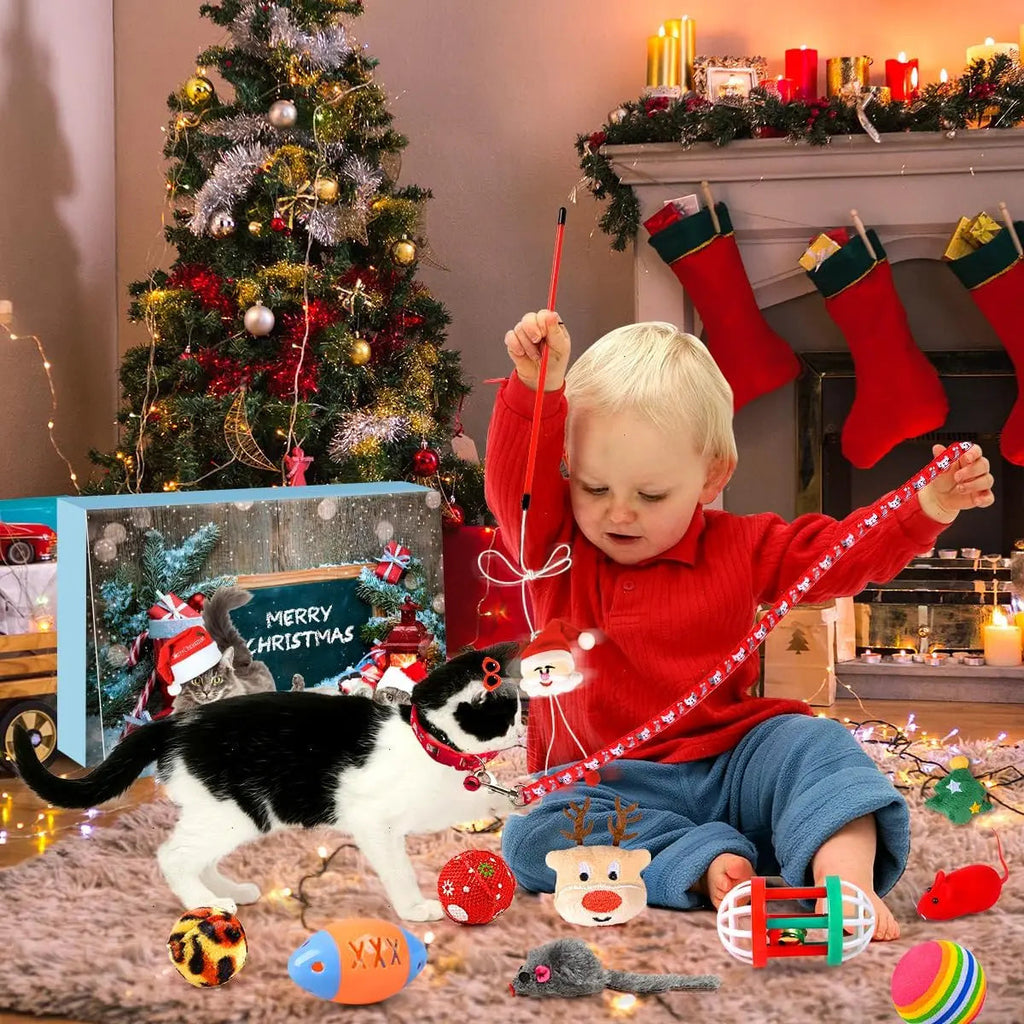 Interaktivní adventní kalendář pro kočky na rok 2025 s imitací myší a zvonečky - Hračky pro kočky a domácí kočky 5