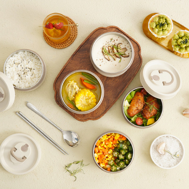 Izolovaný nerezový obědový box s organizérem – 620 ml a 420 ml 4