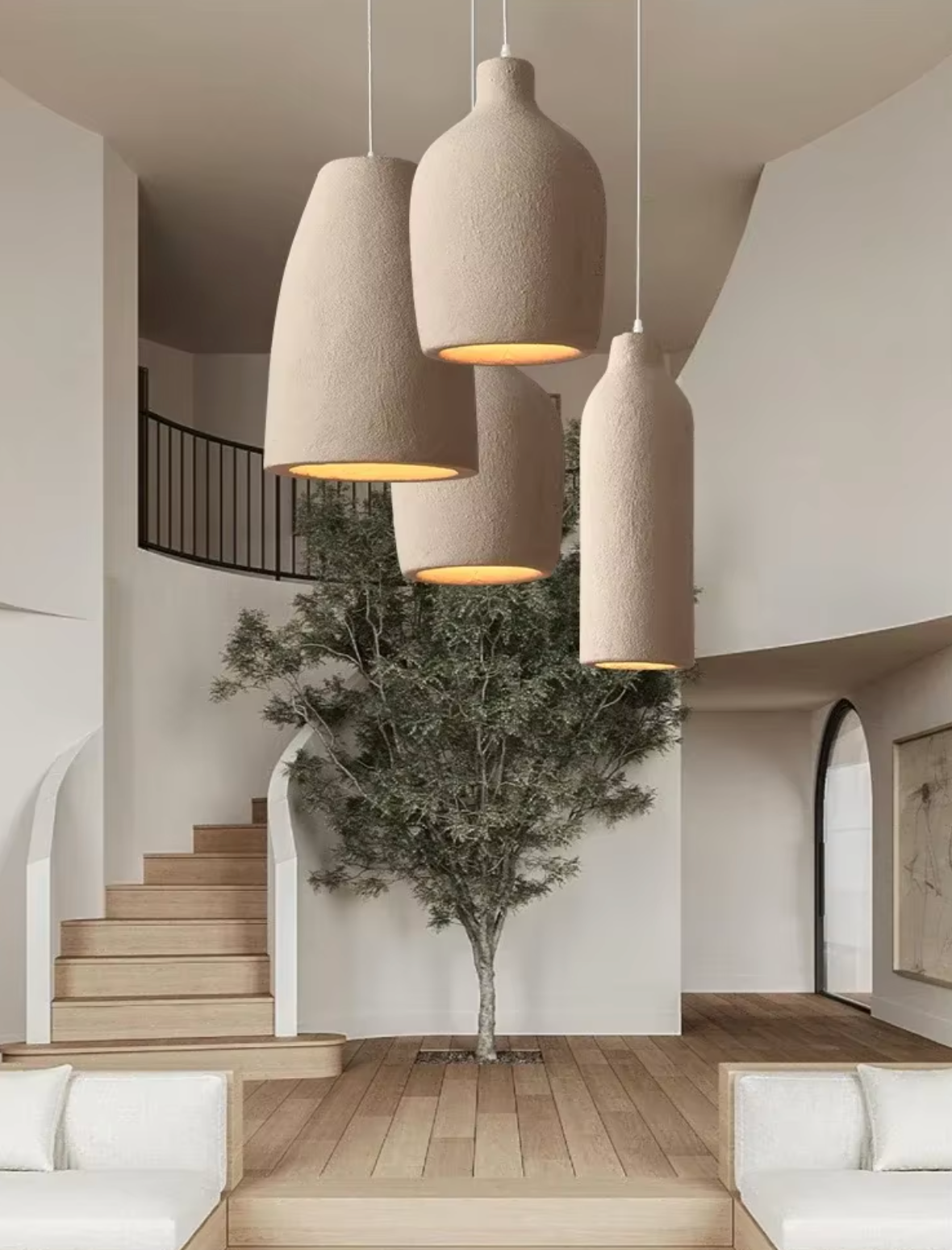 Jednoduchá a strohá závěsná lampa inspirovaná stylem Wabi Sabi. 0