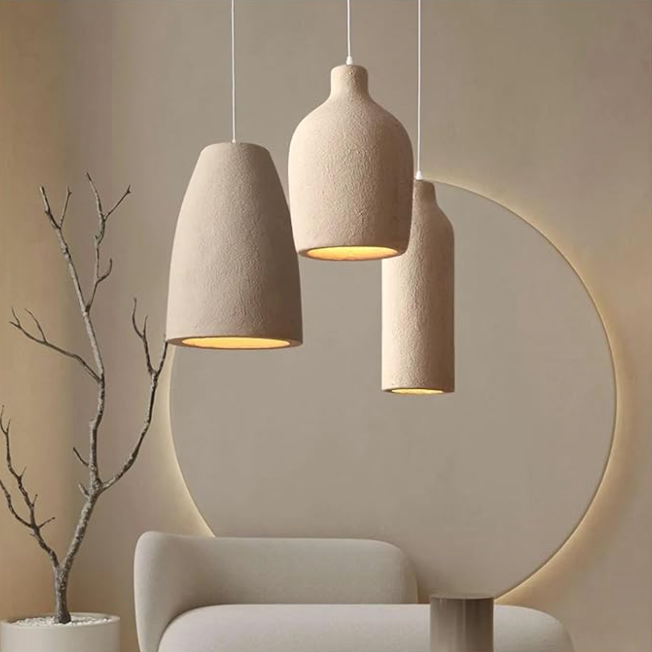 Jednoduchá a strohá závěsná lampa inspirovaná stylem Wabi Sabi. 2
