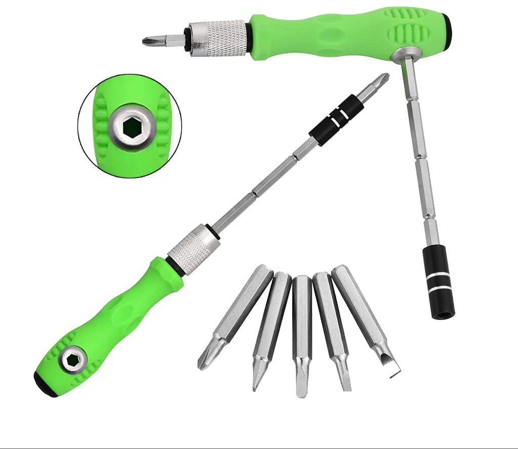 Kompaktní sada šroubováků 32 v 1 s ergonomickou zelenou rukojetí, ideální pro domác 1