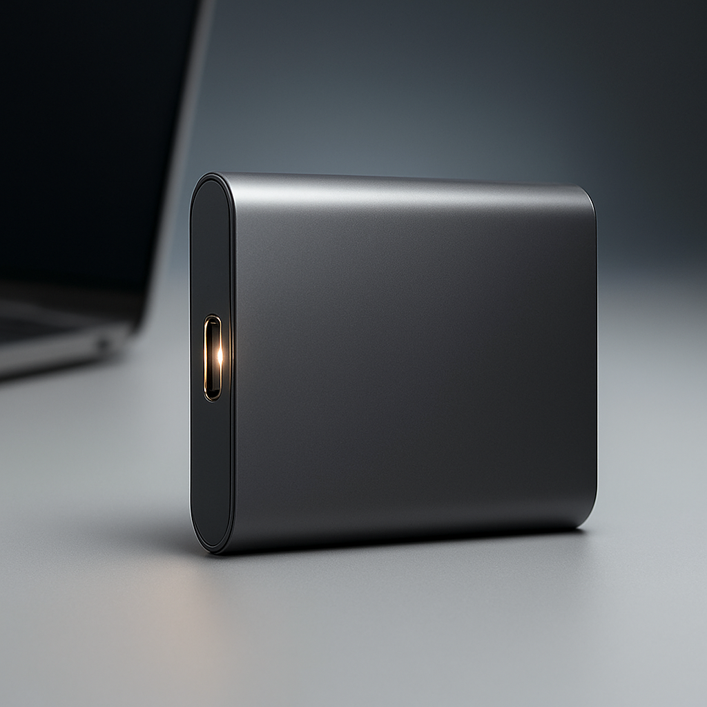 Kompaktní externí SSD disk s kapacitou 1 TB a vysokou přenosovou rychlostí až 1050 MB/s – přenosné a nárazuvzdorné řešení pro ukládání dat 0
