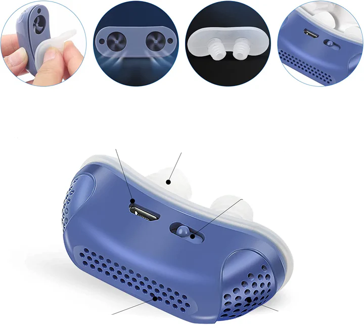 Kompaktní mikro CPAP přístroj pro spánkovou apnoe – hypoalergenní silikonový gel, ideální na cesty, nabíjení přes USB 1