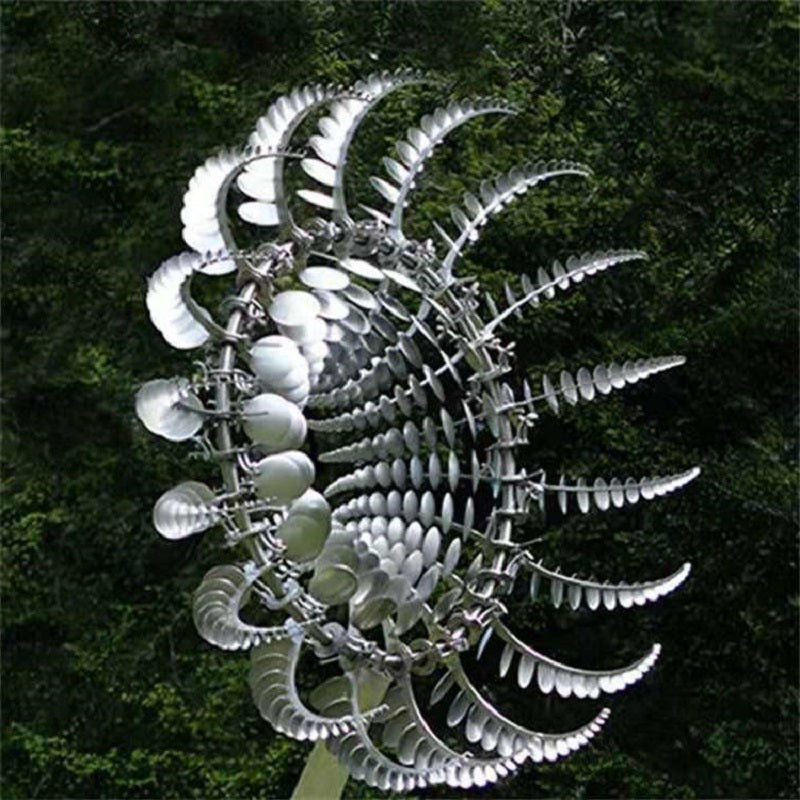 Kovový kinetický zahradní větrný mlýn s antikorozní úpravou – vícebarevný 99 cm x 31,5 cm 0