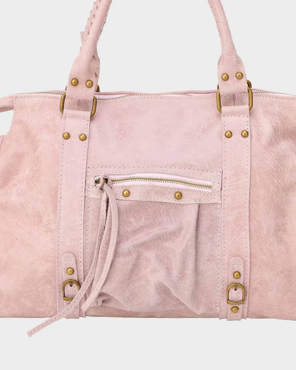 Kožená taška s nastavitelnou šňůrkou v vanilkově růžové barvě, elegantní design, 2