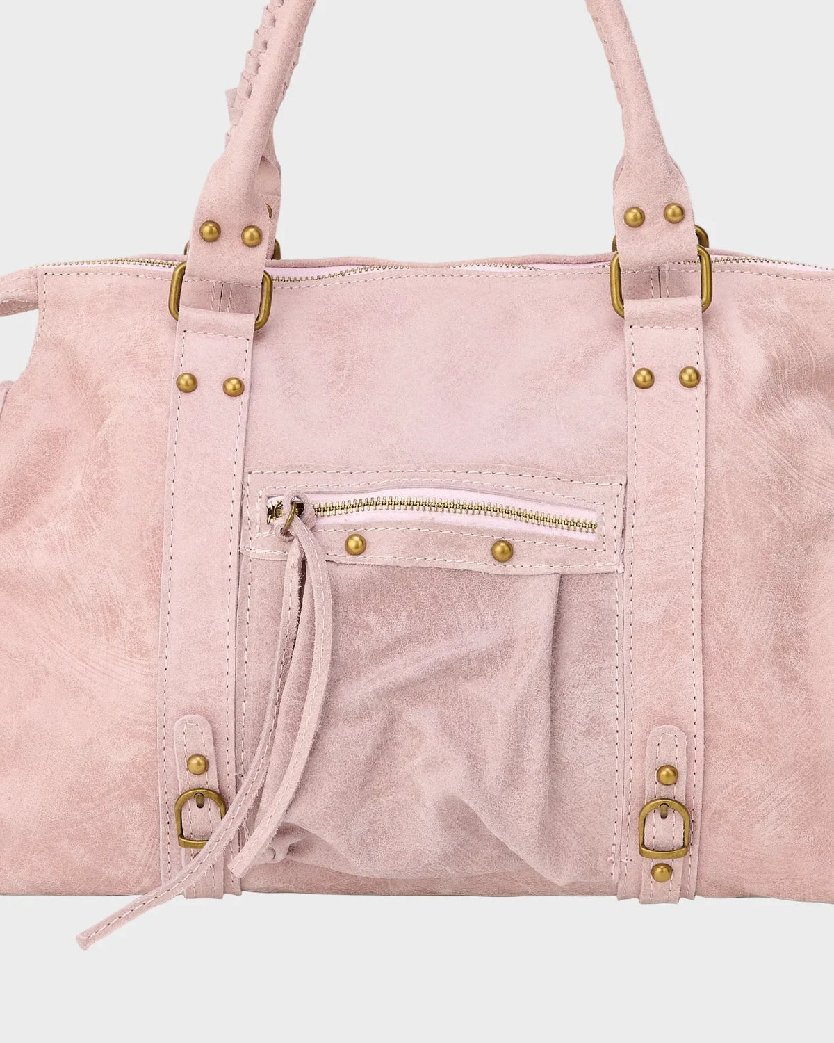 Kožená taška s nastavitelnou šňůrkou v vanilkově růžové barvě, elegantní design, 2