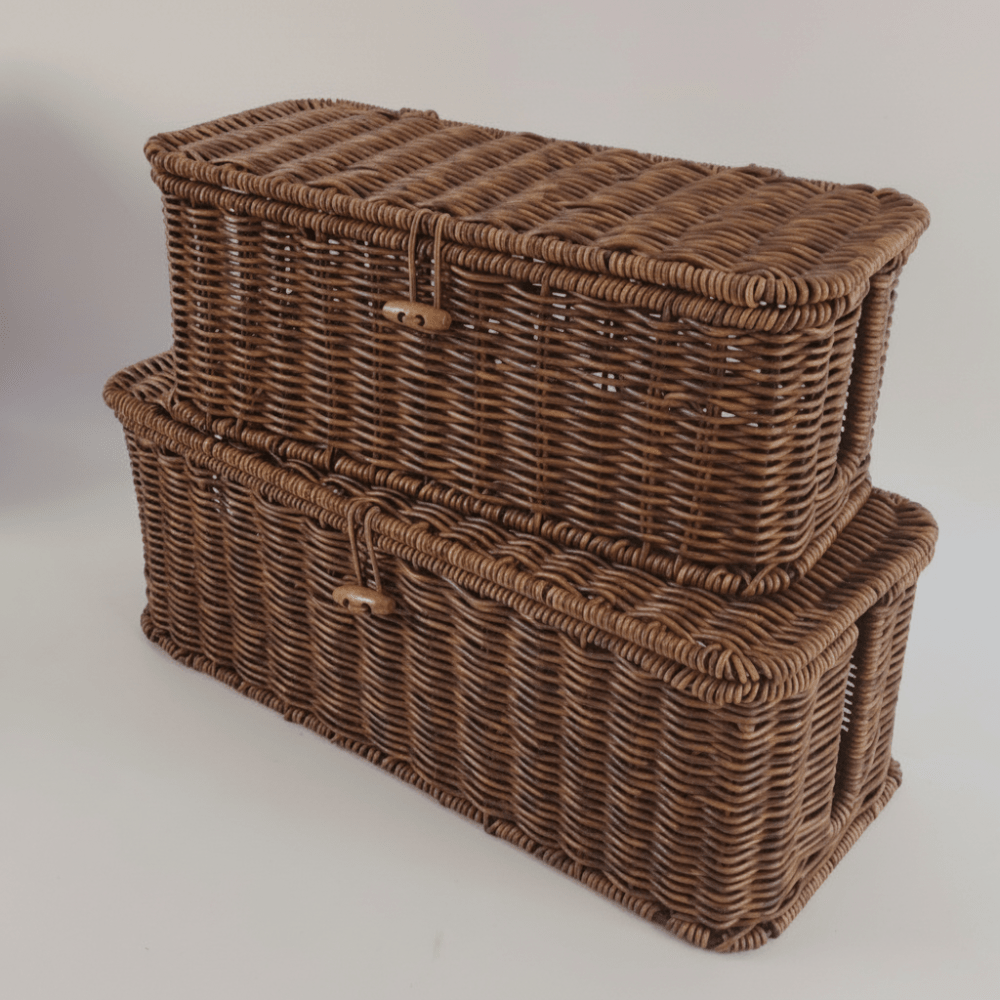 Krabice na kabely s víkem pro úložný prostor v domácí kanceláři – tkaný design 2