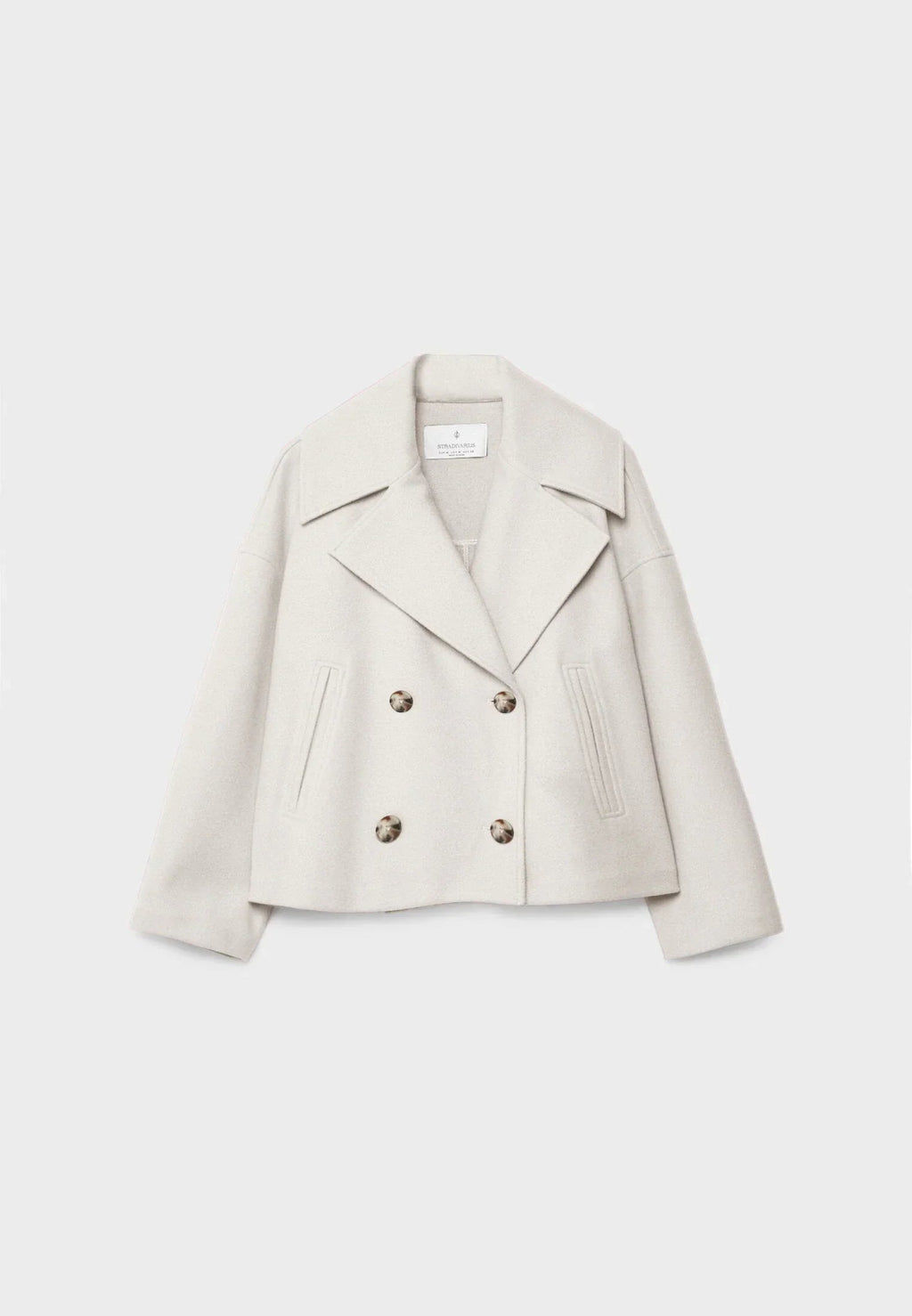 Krátký kabát s dvouřadým zapínáním a bočními kapsami v elegantním neutrálním designu, 0