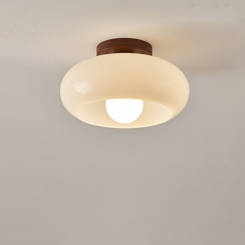 Krémová LED stropní lampa Bauhaus se skleněným stínidlem do obývacího pokoje a ložnice - moderní design, měkké světlo 0