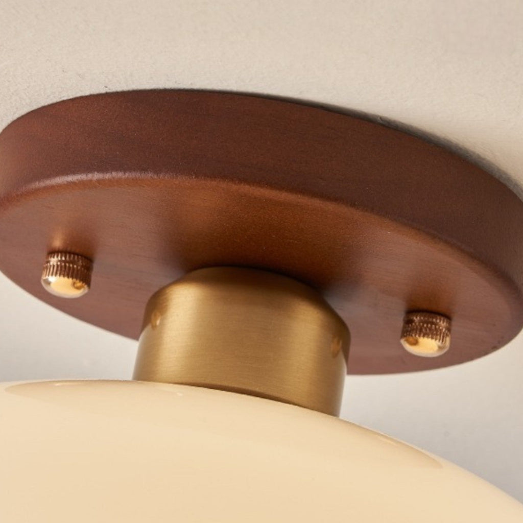Krémová LED stropní lampa Bauhaus se skleněným stínidlem do obývacího pokoje a ložnice - moderní design, měkké světlo 4