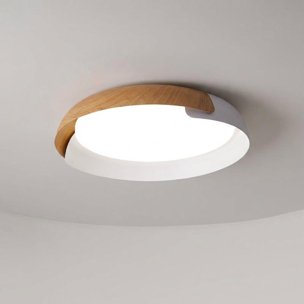 Kulaté LED stropní svítidlo s dálkovým ovládáním, imitace dřeva, úsporné, 42 cm – ideální do obývacího pokoje i ložnice 2