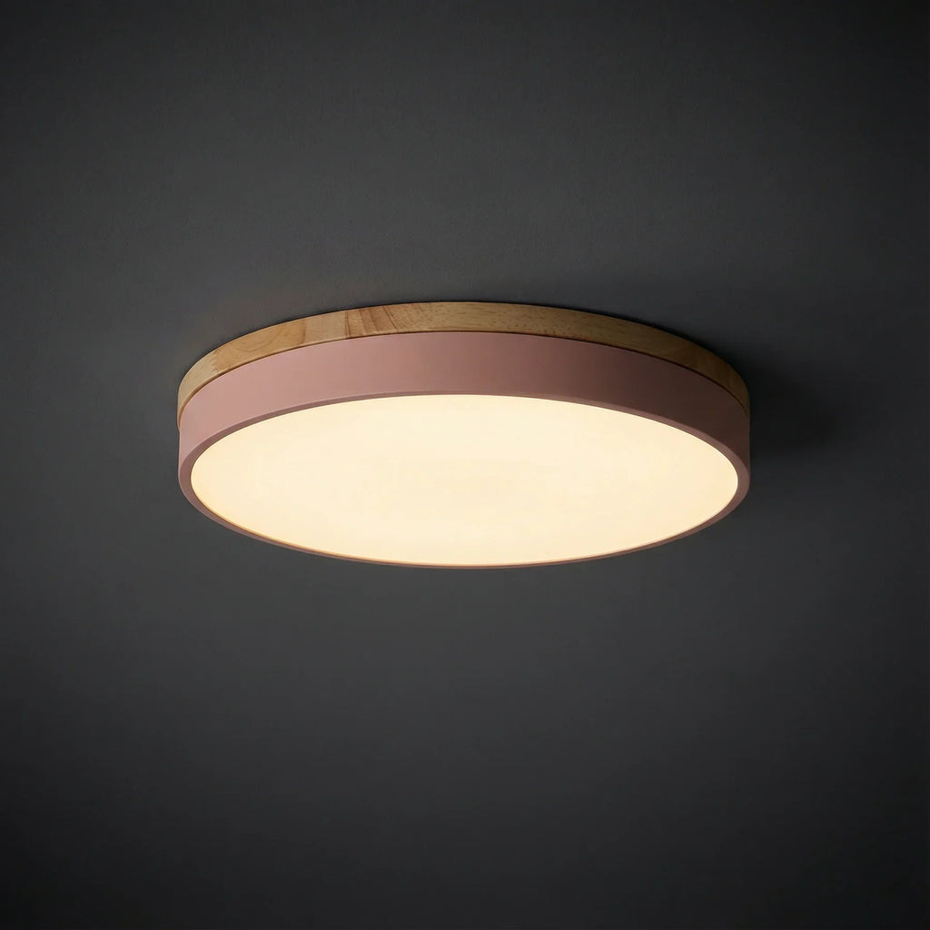 Kulaté stropní LED svítidlo s dřevěným obložením a nastavitelnou teplotou bare 0