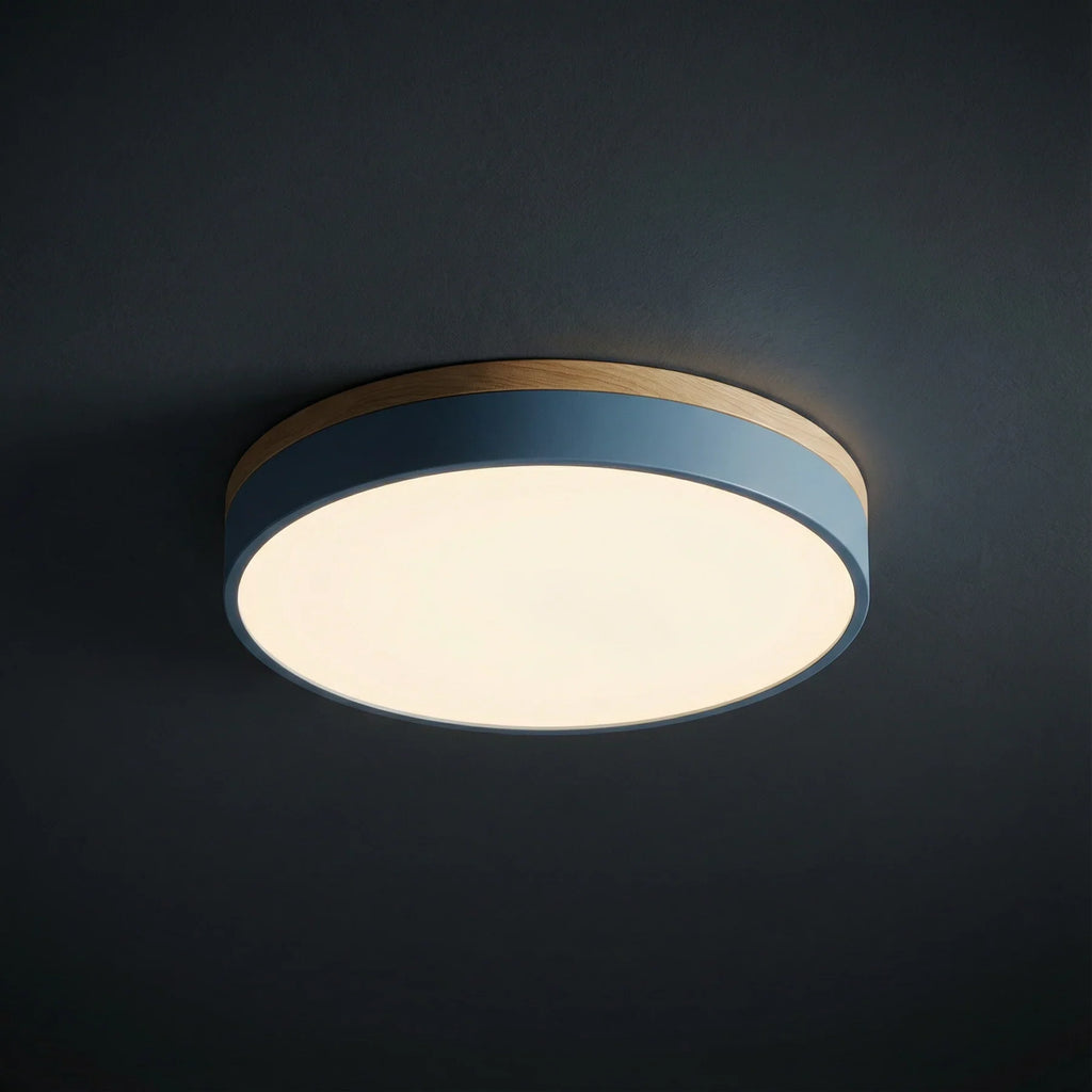 Kulaté stropní LED svítidlo s dřevěným obložením a nastavitelnou teplotou bare 2