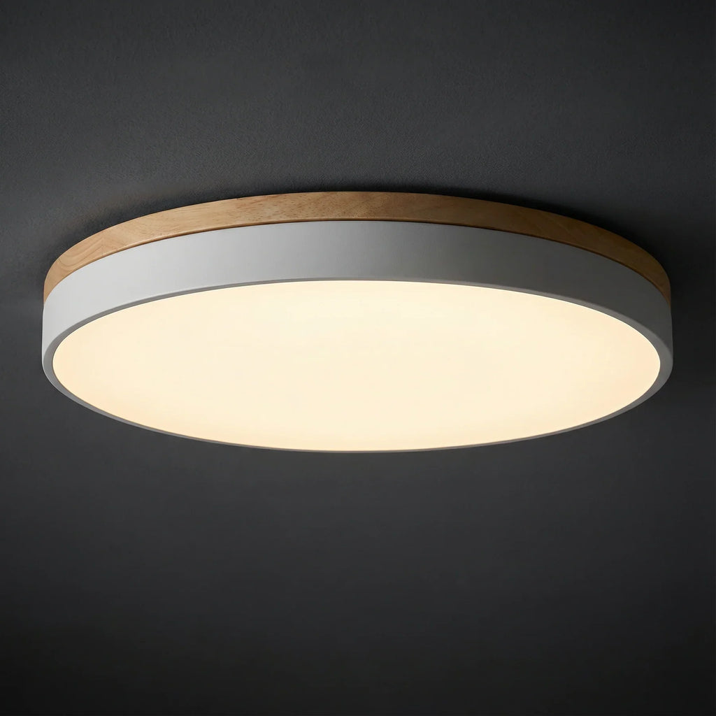 Kulaté stropní LED svítidlo s dřevěným obložením a nastavitelnou teplotou bare 4