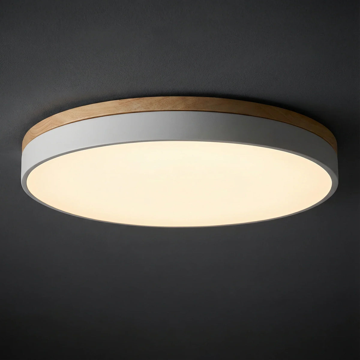 Kulaté stropní LED svítidlo s dřevěným obložením a nastavitelnou teplotou bare 4