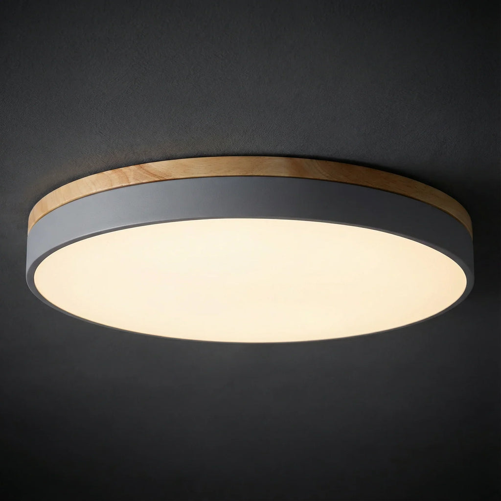 Kulaté stropní LED svítidlo s dřevěným obložením a nastavitelnou teplotou bare 6