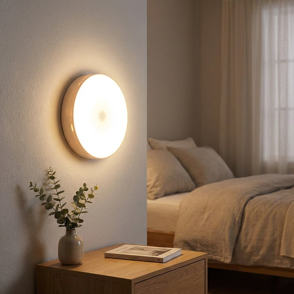 LED Lampa s Pohybovým Senzorem a Nastavitelným Jasem – Kulatá Bílá ABS Bezdrátová Montáž 2