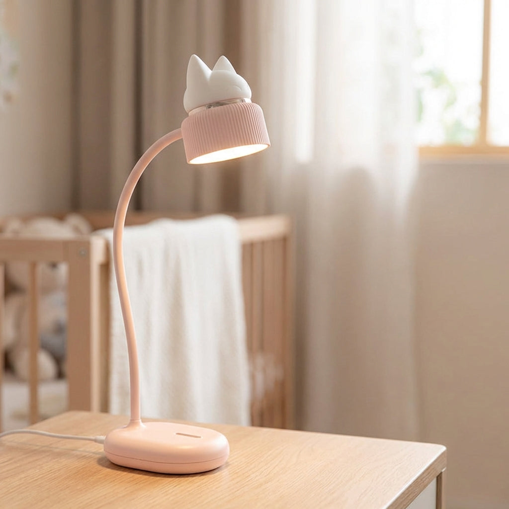 LED Noční Lampa pro Děti s Dotykovým Ovládáním a USB Nabíjením – Tvar Kočky, Měkké Světlo 1