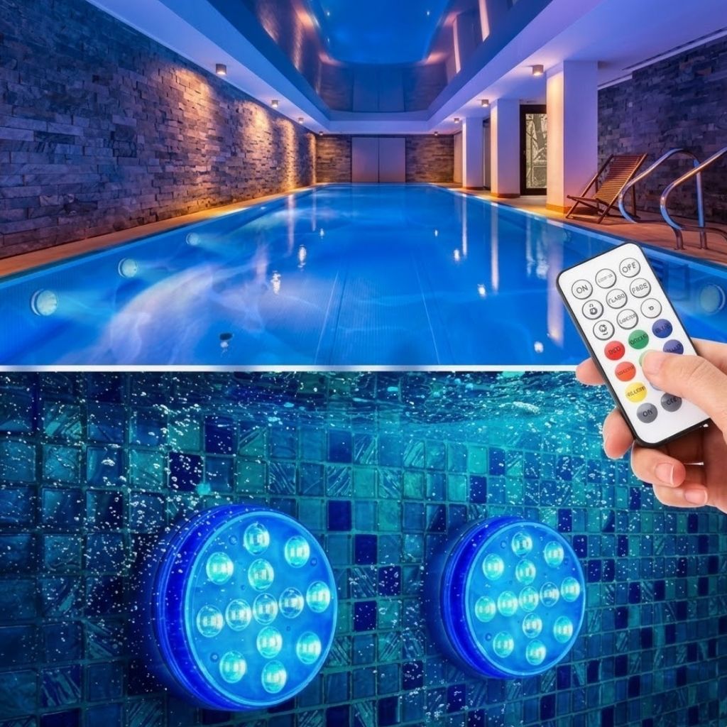 LED světlo do bazénu s dálkovým ovládáním, barevnými režimy a vodotěsným ponorným design 3