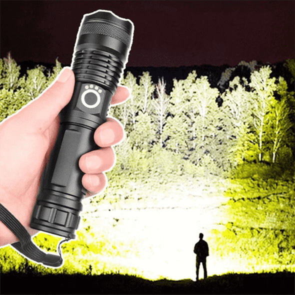 LED svítilna XHP50 s teleskopickým zoomem, 90 000 lumeny, voděodolná hliní 1