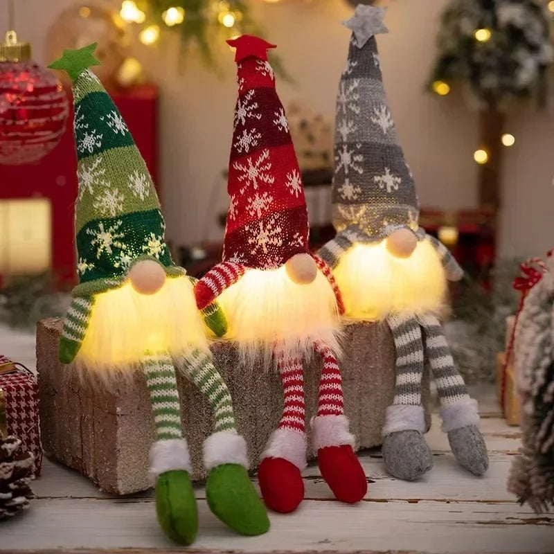 LED vánoční skřítek s teplým bílým světlem a dlouhým kloboukem, skandinávský styl 6