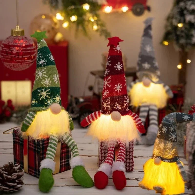 LED vánoční skřítek s teplým bílým světlem a dlouhým kloboukem, skandinávský styl 7