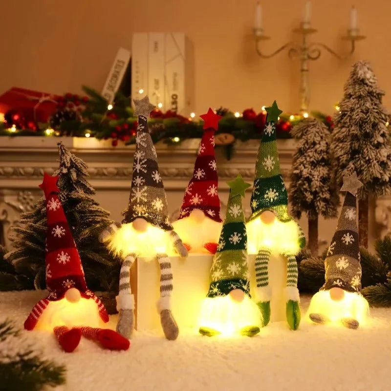 LED vánoční skřítek s teplým bílým světlem a dlouhým kloboukem, skandinávský styl 8