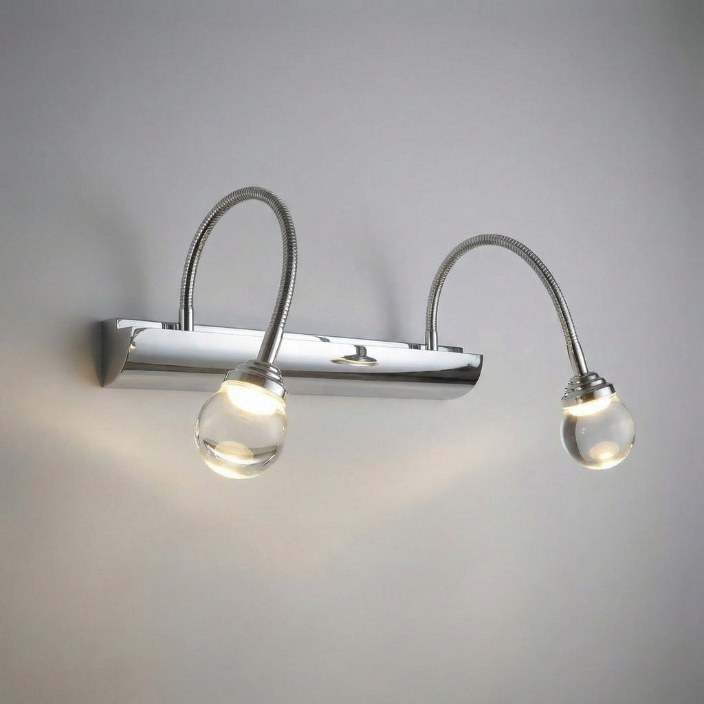 LED nástěnná lampa s flexibilními rameny do koupelny a obývacího pokoje – moderní design s leštěným chromem 0
