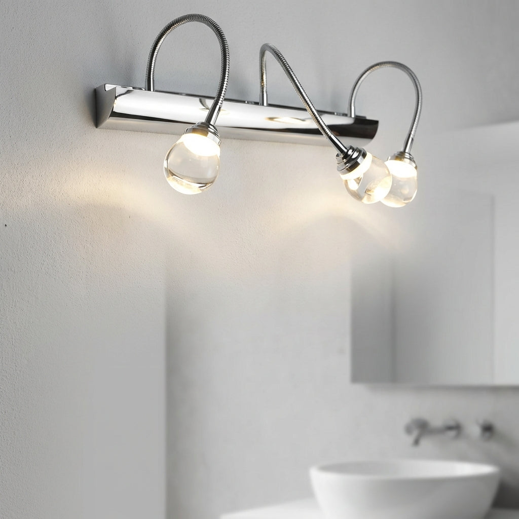 LED nástěnná lampa s flexibilními rameny do koupelny a obývacího pokoje – moderní design s leštěným chromem 1
